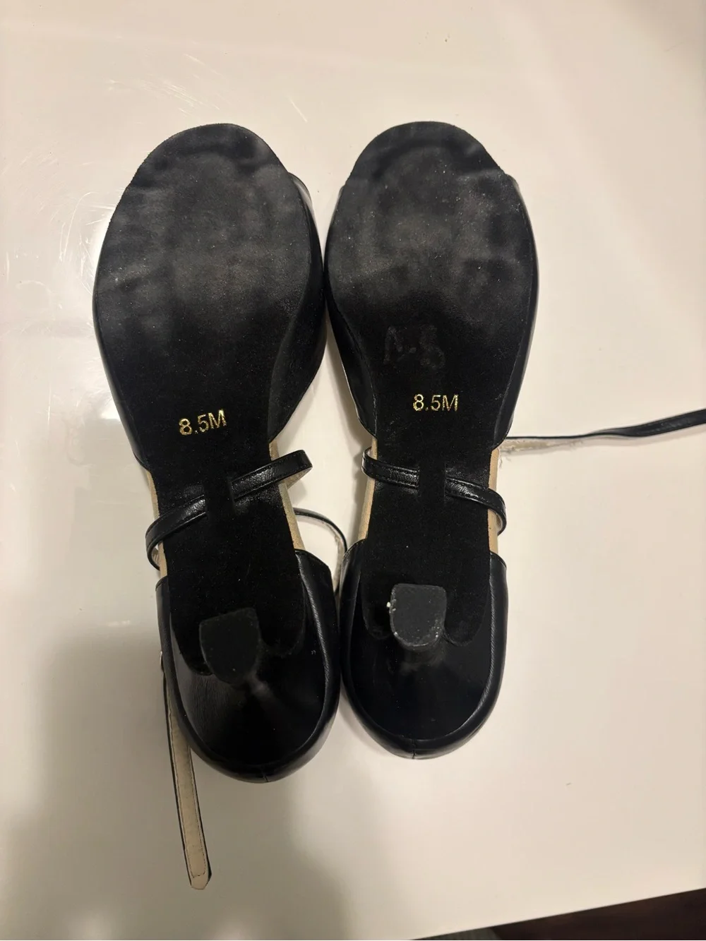 Capezio Ballroom Dancing Black Ankle-Strap Peep Toe Heels -8.5 (8 1/2) Women